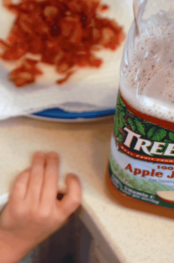 Apple Juice Braised Brussels Sprouts with Bacon Cupcakes and Cutlery