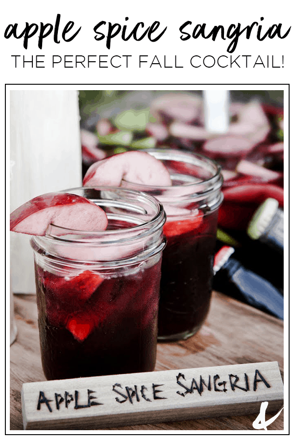 Apple Spice Sangria in mason jars with text