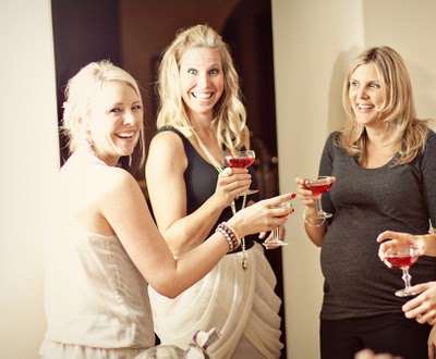 friends at a pink new year's eve girl's night party
