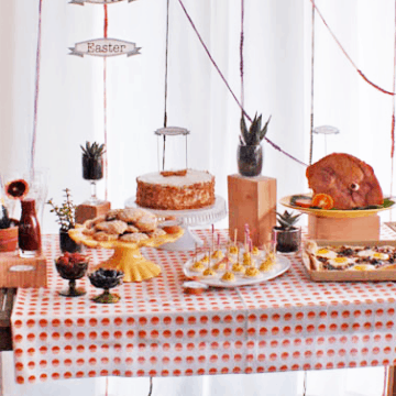 A food table with food for Easter.