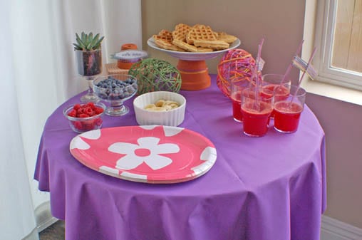 Kids' food table for Easter brunch. 