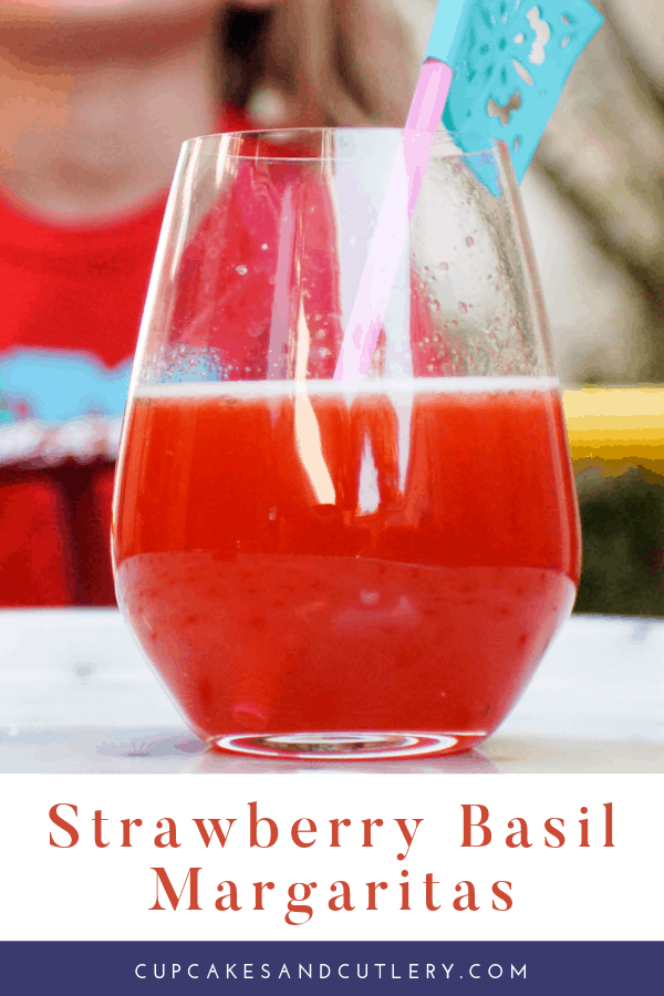 margaritas with strawberry simple syrup and muddled basil