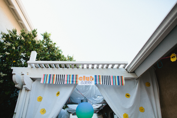 Lego themed party with a dance club in the backyard.