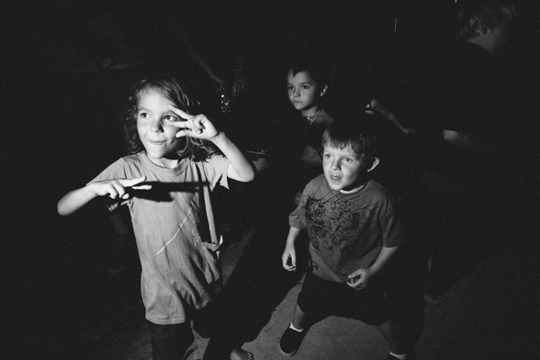 Kids dancing at a birthday party.