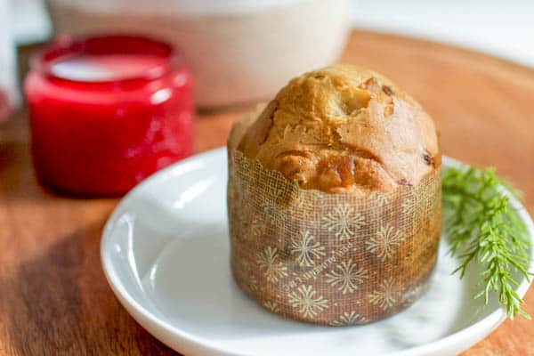 Mini panettone on a plate. 