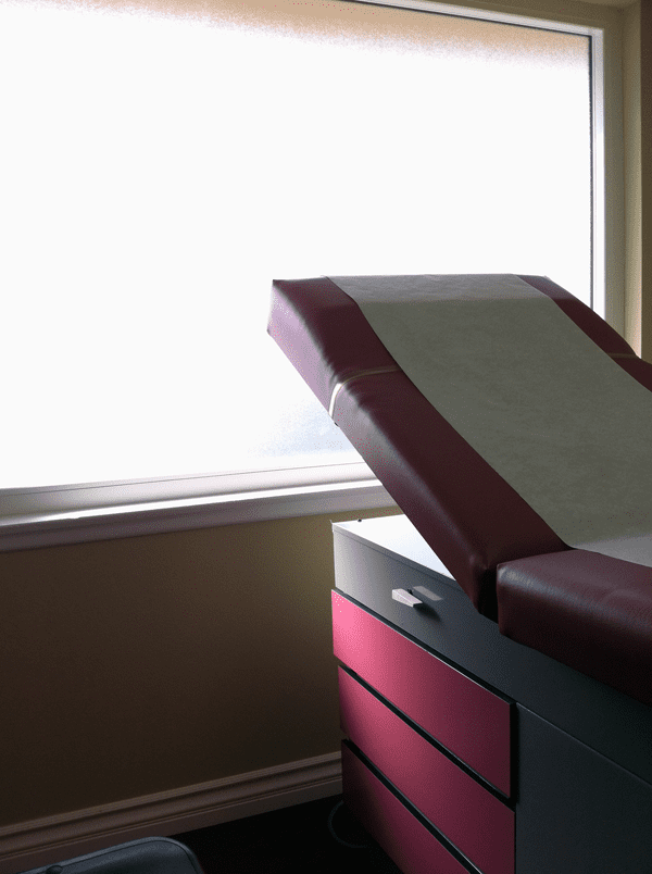 Photo of table at dermatologist office.