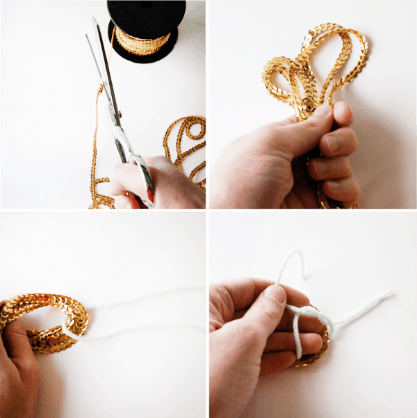 It's so easy to make these cute sequin tassels! The trick is using gold sequin trimming to make them extra glamorous! A fun craft idea for little girls. 