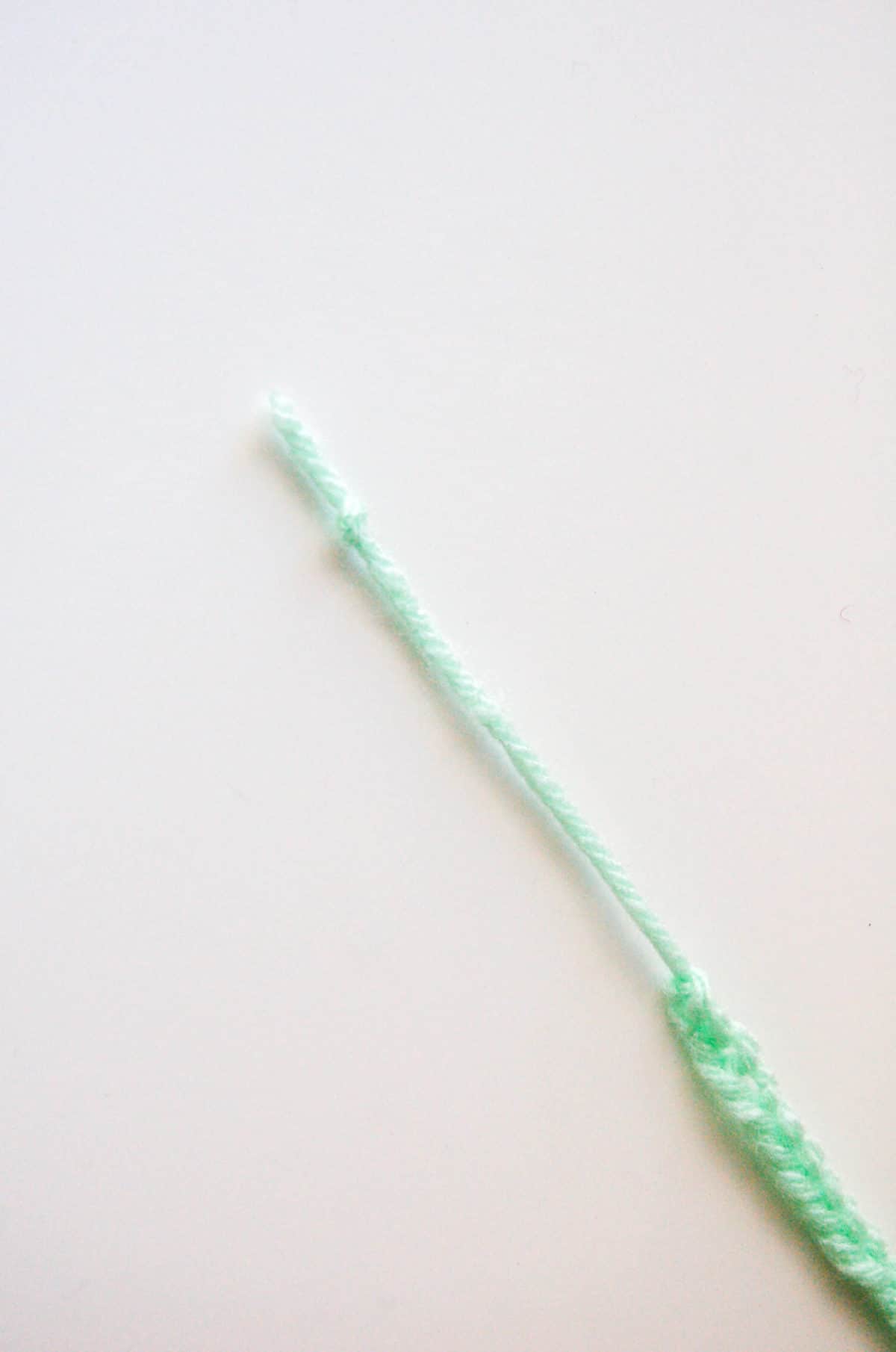 A piece of yarn with a knot at the end to make an adjustable bracelet.
