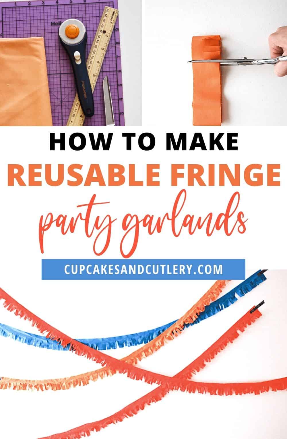 DIY Garland with Fabric Fringe Cupcakes and Cutlery