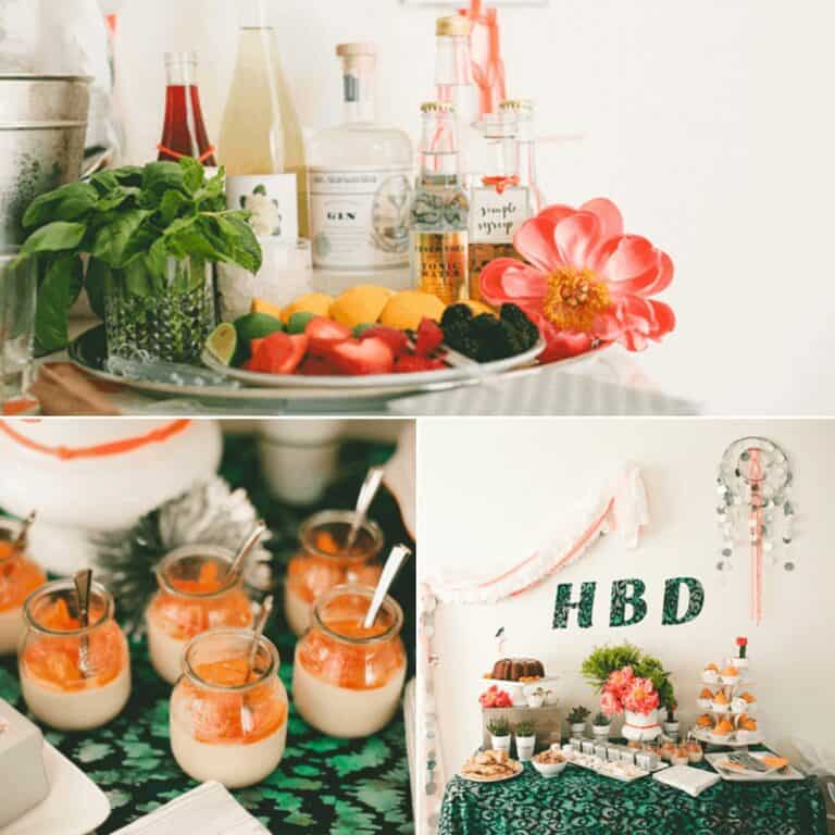 Adult Birthday Party Idea with Desserts and Gin and Tonic Bar