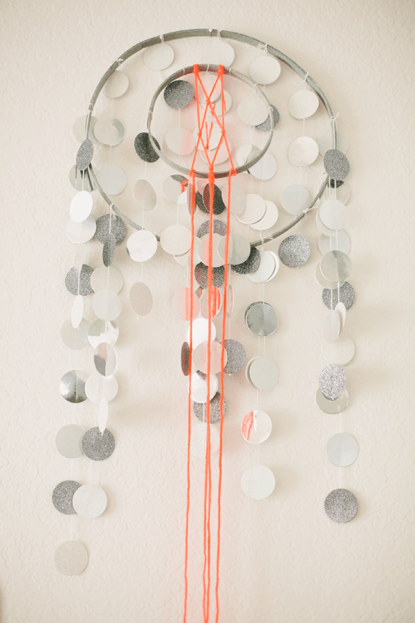 silver paper chandelier detail