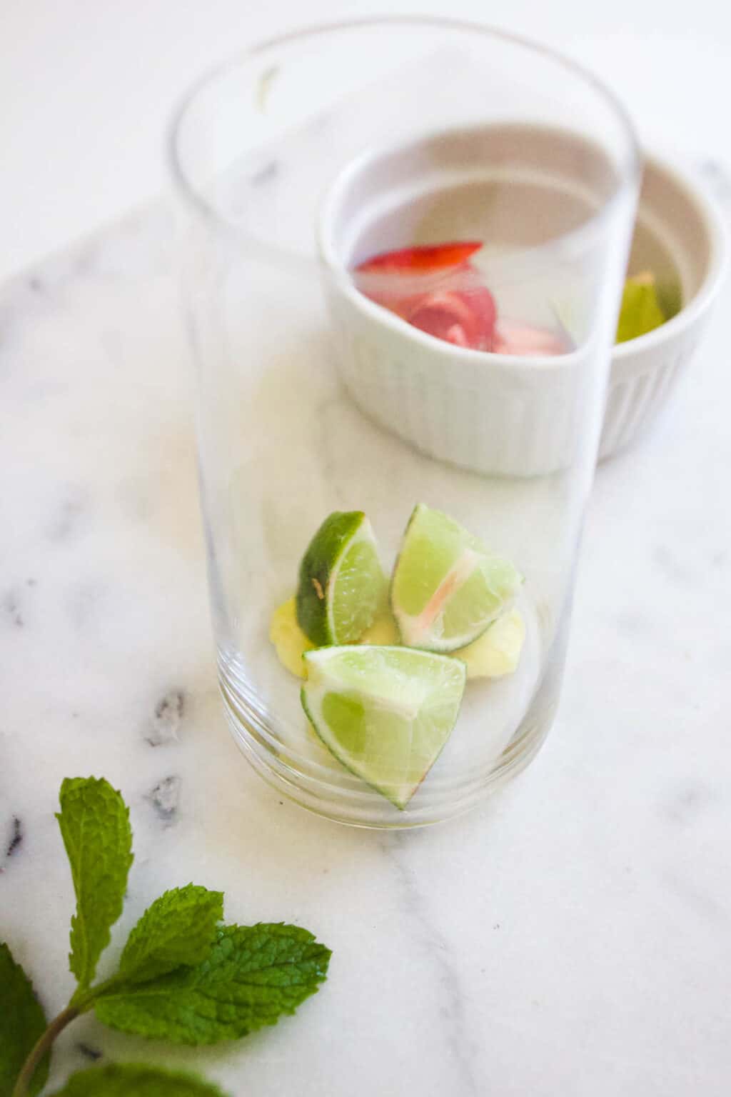 Muddled Ginger Mint and Strawberry Sparkling Water Recipe Cupcakes and Cutlery