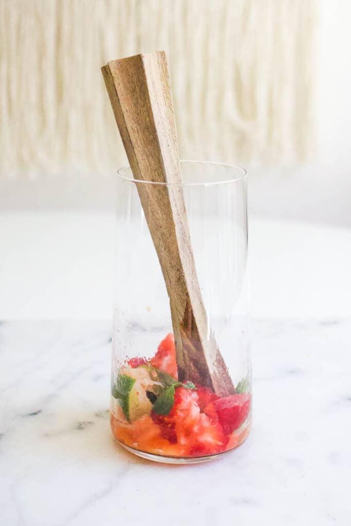Muddled Ginger Mint and Strawberry Sparkling Water Recipe Cupcakes and Cutlery