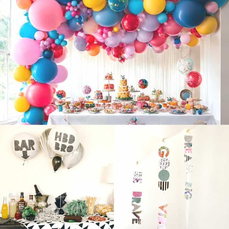 A few party scenes that are decorated with balloons.