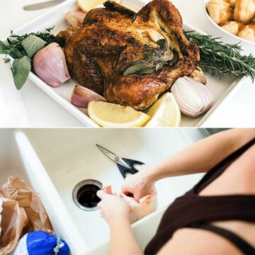 How to clean and roast a whole chicken at home.