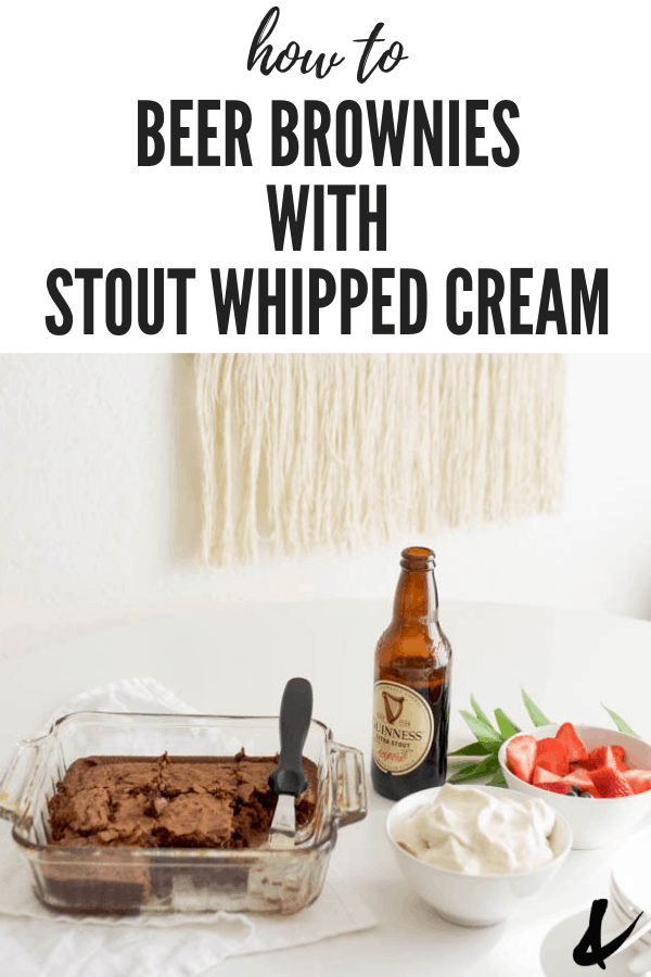 chocolate stout brownies with flavored whipped cream