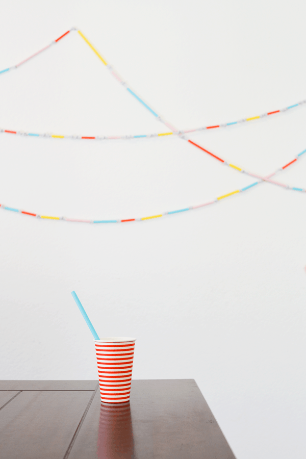 Straw Garland Party Decor Kids Can Help With - Cupcakes and Cutlery