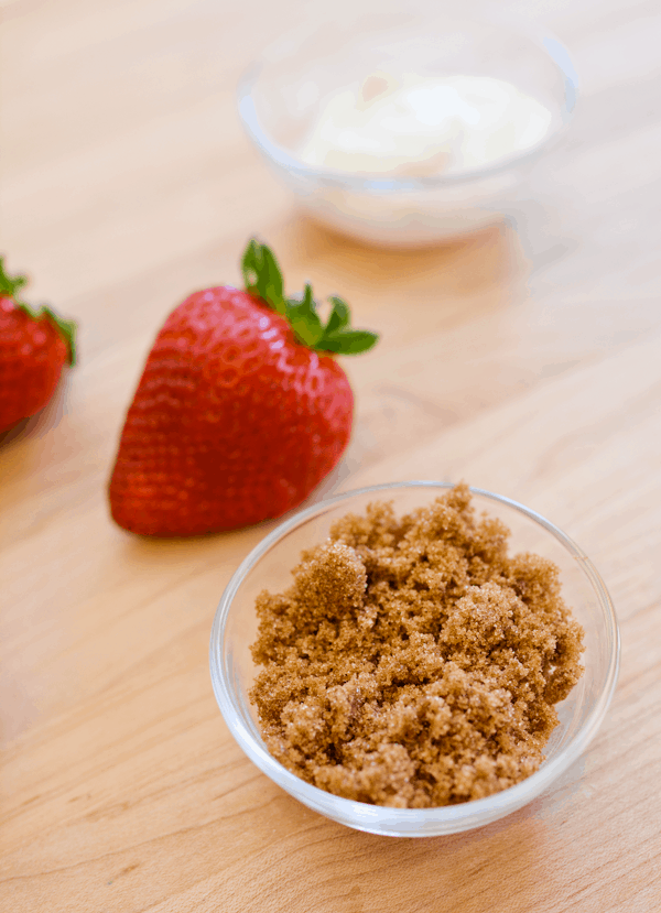 brown sugar strawberries with sour cream for a quick snack