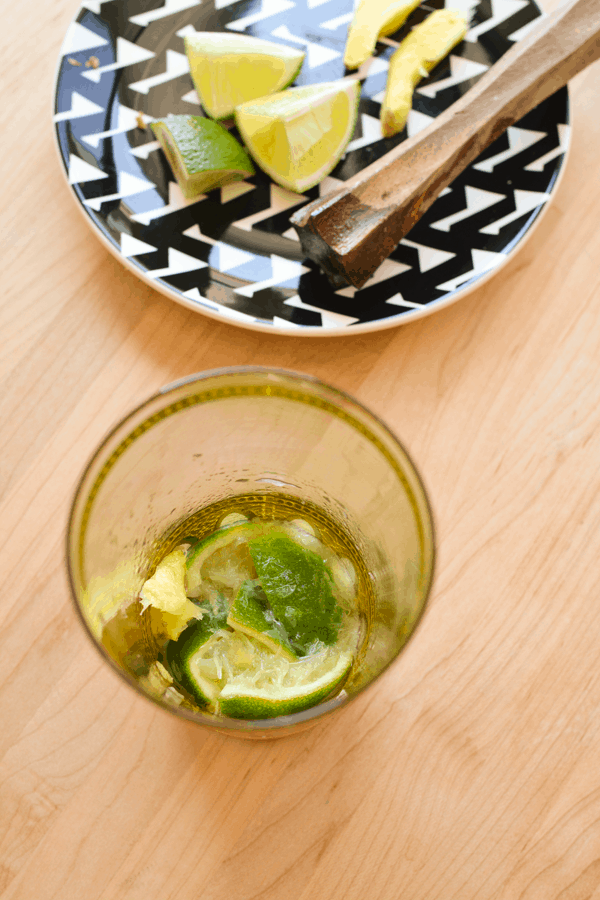 Muddle ginger and lime, add water and sweetener and make a delicious limeade. // www.cupcakesandcutlery.com