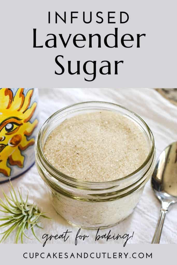 Jar of lavender sugar.