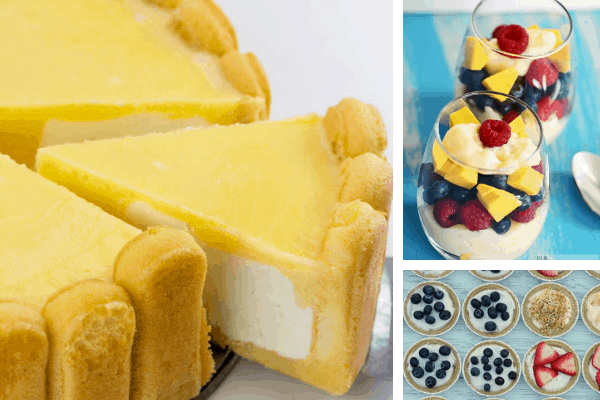 Collage of summer desserts with fruit.