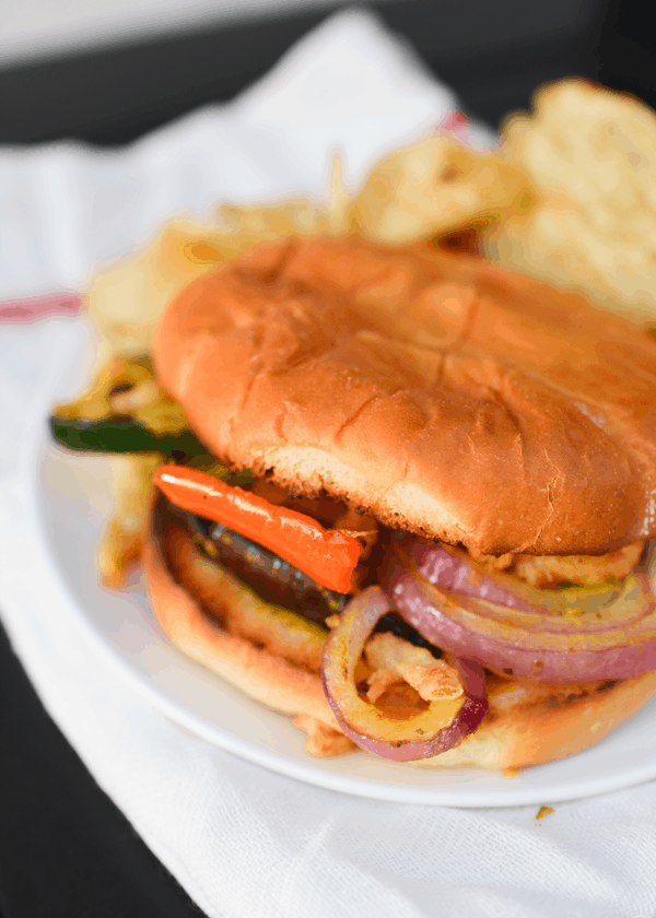 Mustard and herb marinated grilled veggie sandwiches on King's Hawaiian Buns. #spon // www.cupcakesandcutlery.com