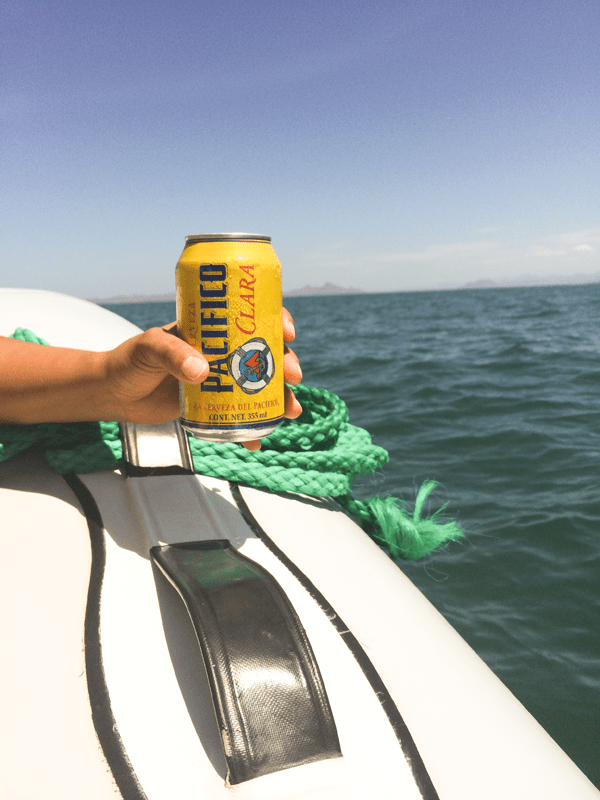 Beers on a boat excursion turing the islands of Loreto. 