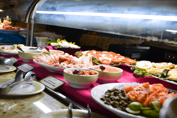 Buffet dinner at Villa del Palmar Loreto. 