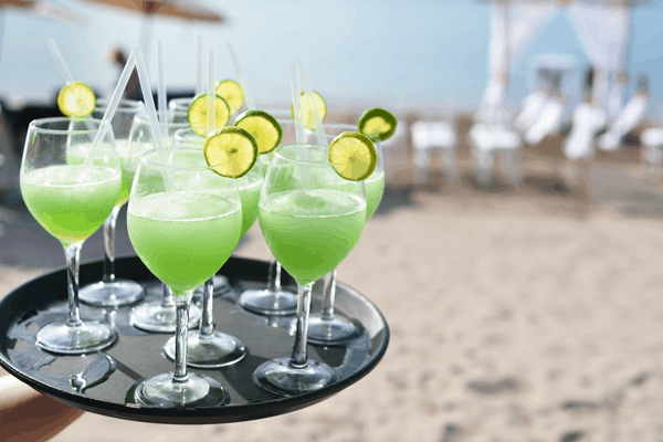 Drinks on the beach at Villa del Palmar Loreto. 