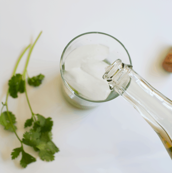 Gin cocktail with sparkling wine and cilantro // www.cupcakesandcutlery.com