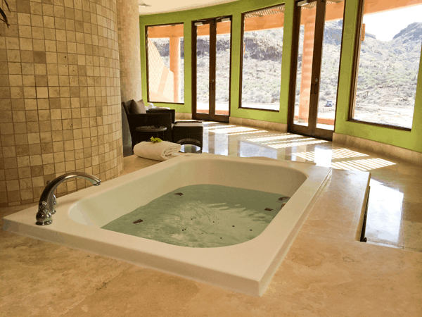 Sabila Spa is huge and tranquil with tons of amazing amenities like this aloe spa. #VDPLFam #villadelpalmarl // www.cupcakesandcutlery.com