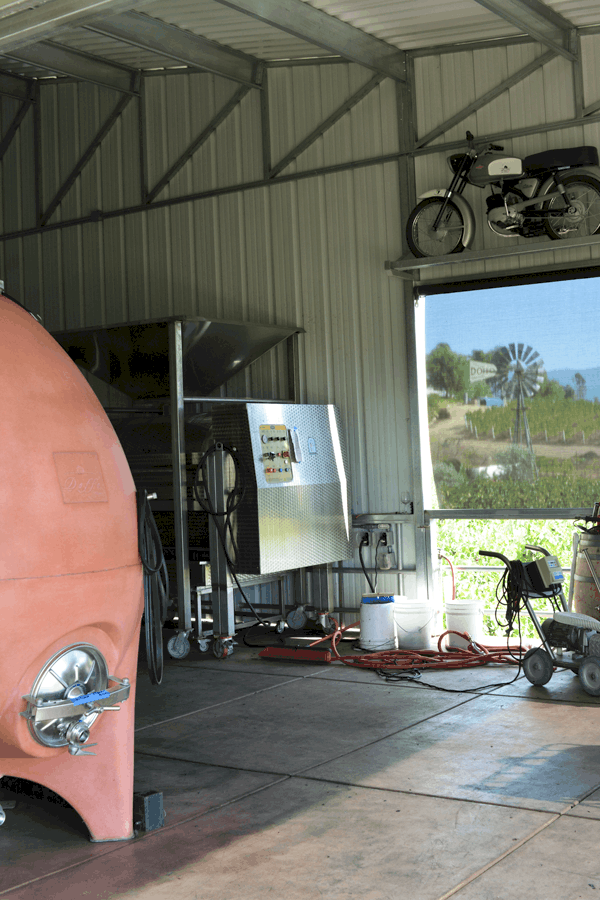 Concrete casks in the wine making area of Doffo Winery. #temecul