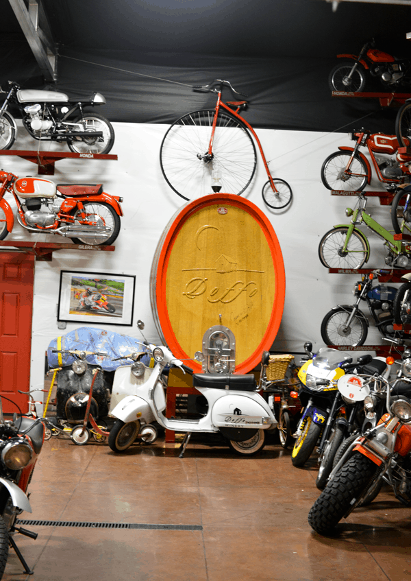 Motorcycle and barrel room at Doffo Winery. #Temecula