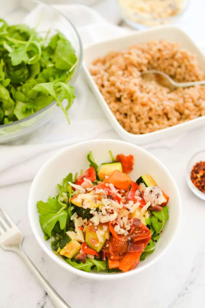 Roasted Vegetable Farro Bowl Recipe (Farro Salad Bowl) Cupcakes and
