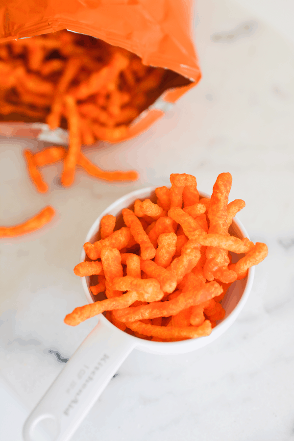 Cheetos for a Goat Cheese Log Appetizer.