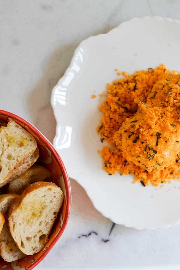 Goat Cheese Log Appetizer Recipe with Cheetos and Rosemary