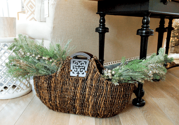 Magazine tote for holiday greens to decorate your home for Christmas