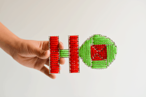 DIY woven Christmas ornament.