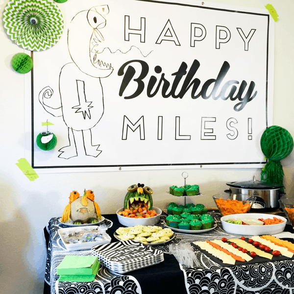 Monster party banner for kid's birthday party