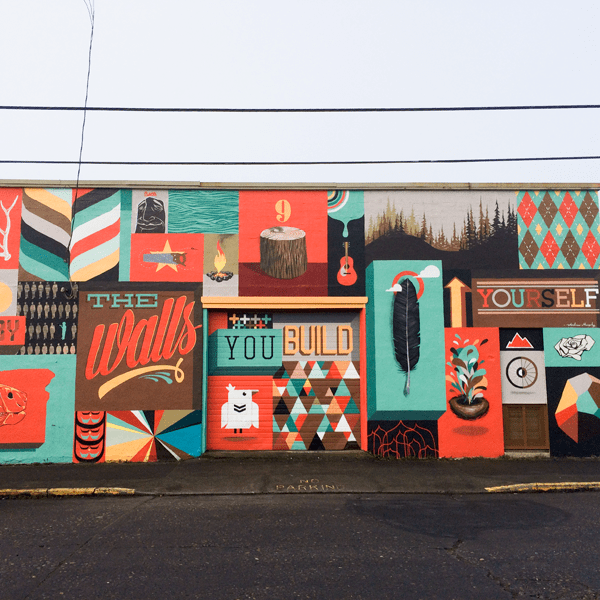 Street art in Portland, Oregon Cupcakes and Cutlery
