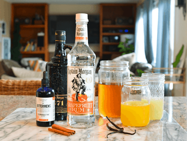 Ingredients to make the best ever rum punch recipe.