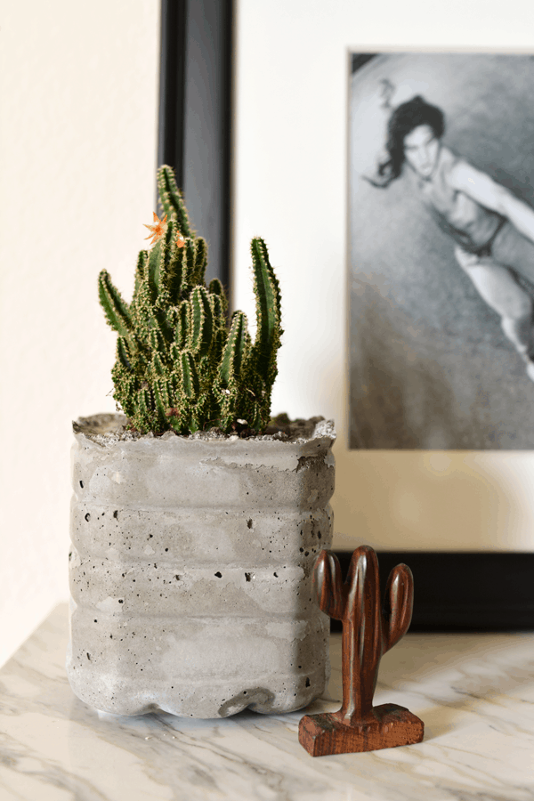 Easy DIY concrete planter made from empty water bottles. And the kids helped too! #StreamTeam