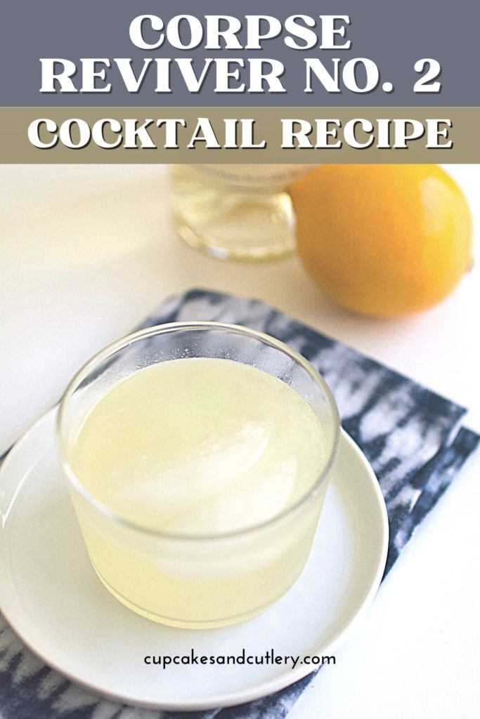 Corpse Reviver No. 2 Cocktail with ingredients.