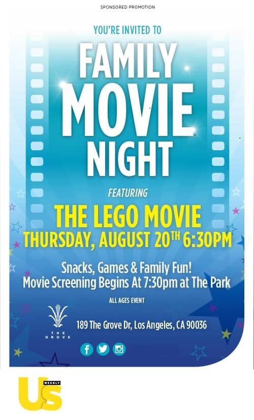 Hey Los Angeles! Come to the US Weekly Family Movie Night at the Grove! 