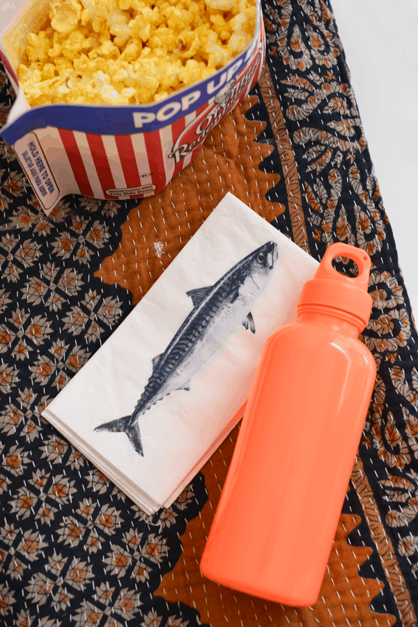 Essentials for your next outdoor movie night. Including but not limited to popcorn. Because, duh. (ad) 