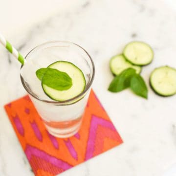 A delicious basil cucumber soda to make at home.