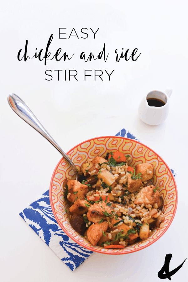 simple chicken stir fry recipe with text overlay