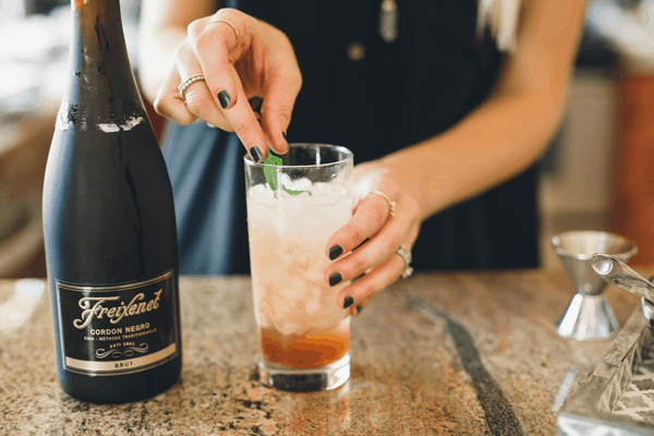 These simple bourbon and champagne cocktails are the perfect holiday concoction. 