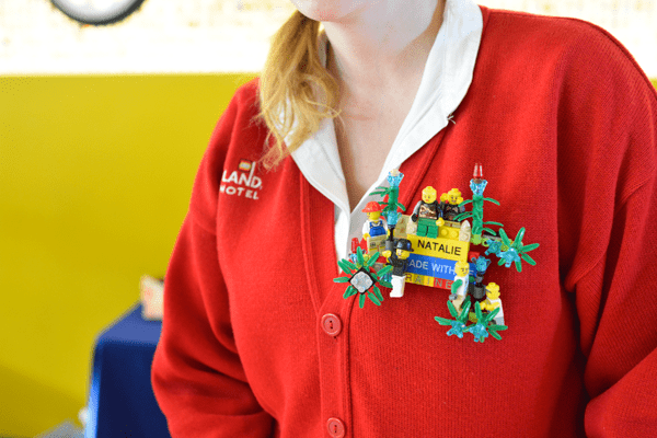 Name tags with lots of flair at the Legoland Hotel.