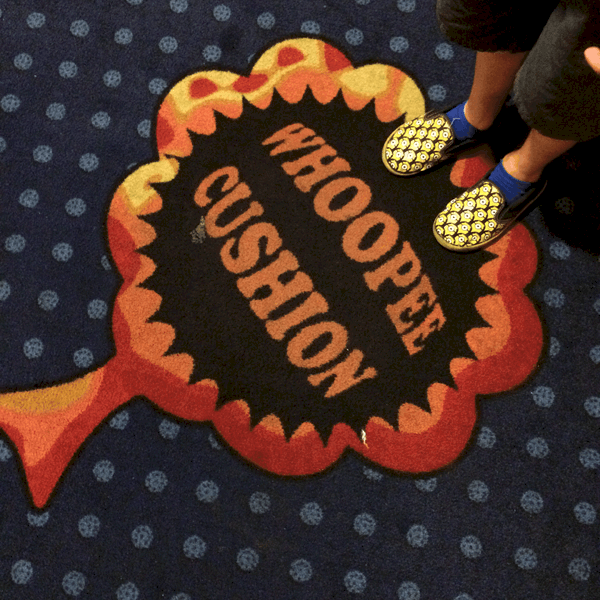 This Whoopee cushion floor is one of our favorite features of the Legoland Hotel.